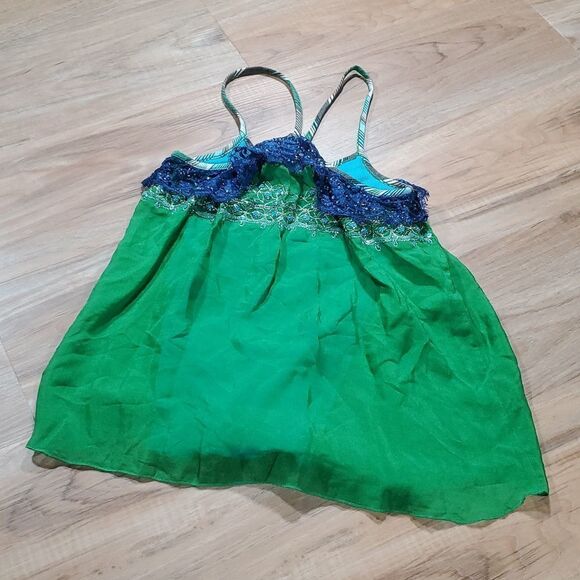 🔹️NWT Free People Green & Turquoise Silk & Sequin Sleeveless Top Size 2 - Picture 5 of 14